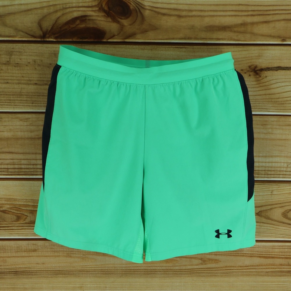 Under Armour Heatgear Activewear Shorts Fitted Womens L Green Stretch High Rise